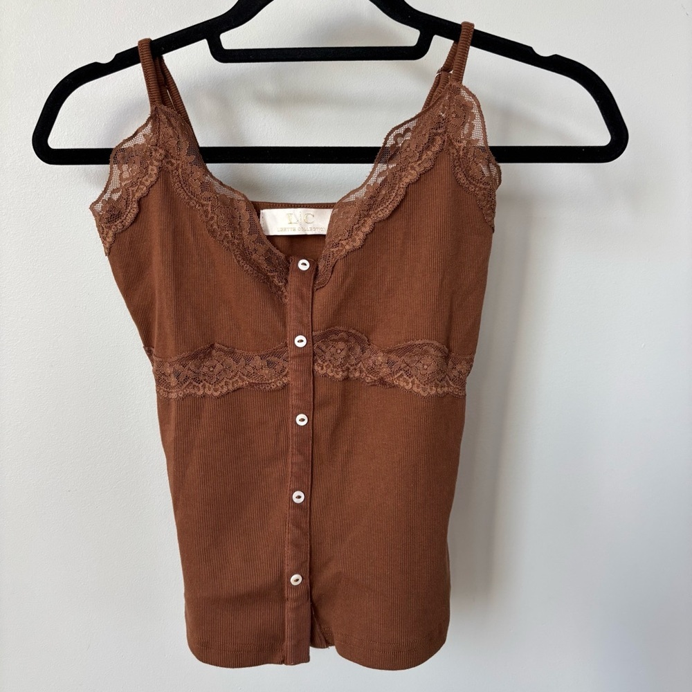 Lizette Collection Brown Y2K Baby Doll Style Tank Top‎ Size XL